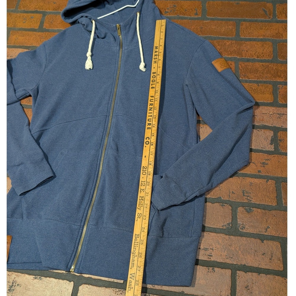 Ampersand Avenue Heather Gray Full-Zip Hoodie Leather Accents Women's L Cozy - Picture 4 of 14